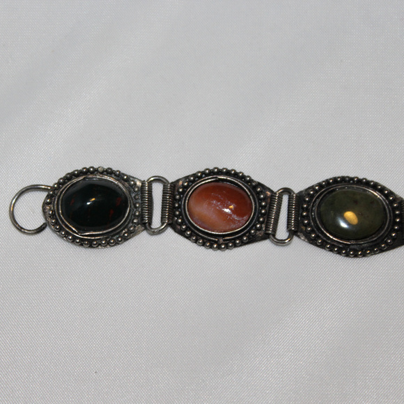 Vintage Silver tone Stone Bracelet Boho Inspired - Picture 6 of 8